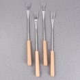 thumbnail image 1 of LEORX Party Cutlery Fondue Forks Wood 6pcs Long Handle Stainless Steel Utensil, 1 of 8