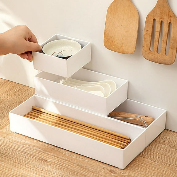 LEORX 6pcs Kitchen Accessories Drawer Organizer White PP Kitchen Organization