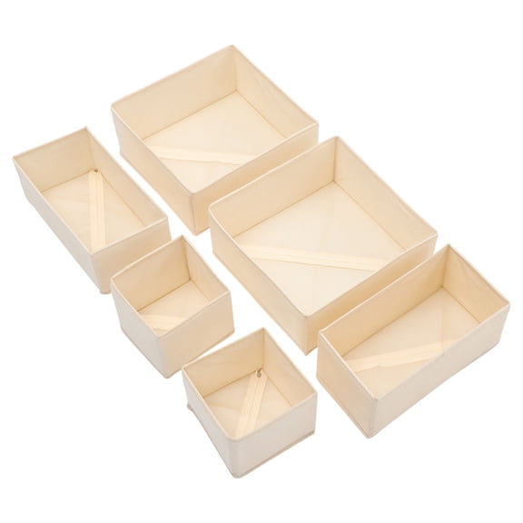 LEORX 6pcs Socks Organizer Box Beige Nonwovens Storage for Home Organization Accessories
