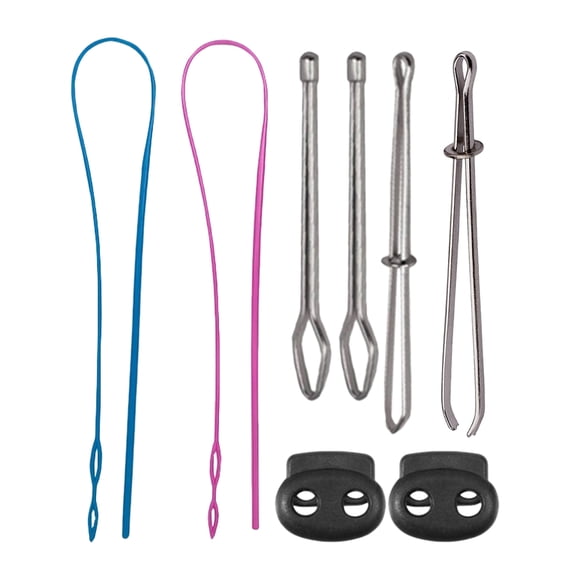 LEORX 8Pcs Drawstring Threading Tool Metal Cord Threading Tool for Sewing Projects