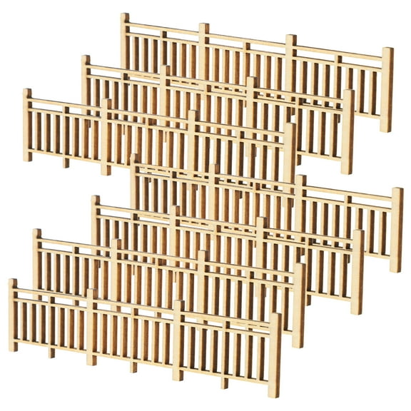 LEORX Miniature Fence Adorn Mini House Retro Fences Light Brown 8Pcs 4.3X1In Wood