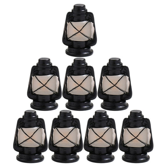 LEORX Mini House Accessory Mini Lantern Black Resin 8pcs Home Decor