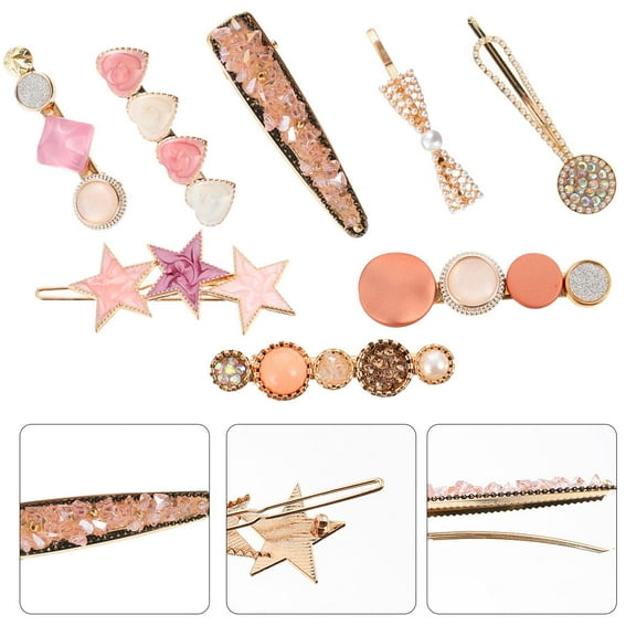 LEORX 8Pcs Straight Hair Clip Set Assorted Color for Hair Ornaments Special Occasions