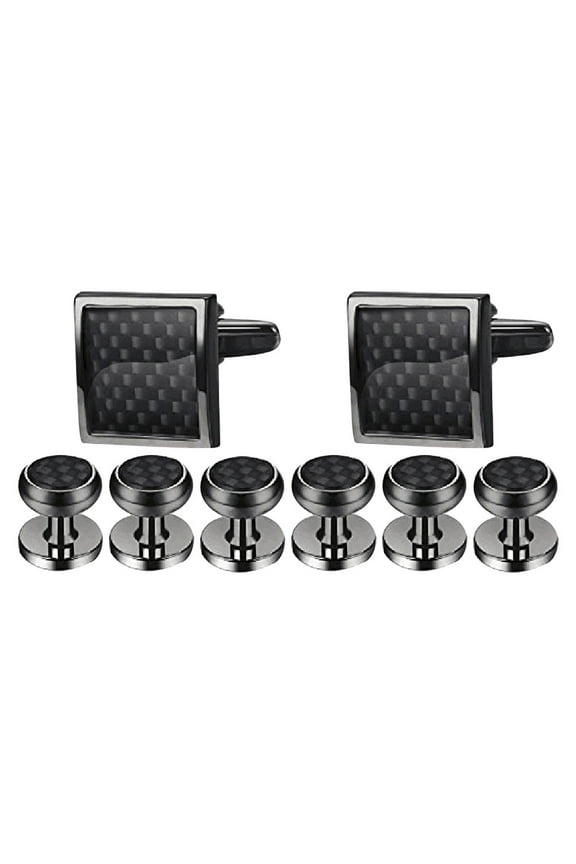 Cufflinks And Studs Set Black Cufflinks Men 8Pcs