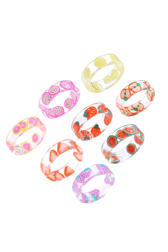 8Pcs Vintage Rings Ladies Rings Resin Assorted Color Comfortable Fit Jewelry for Women Parties
