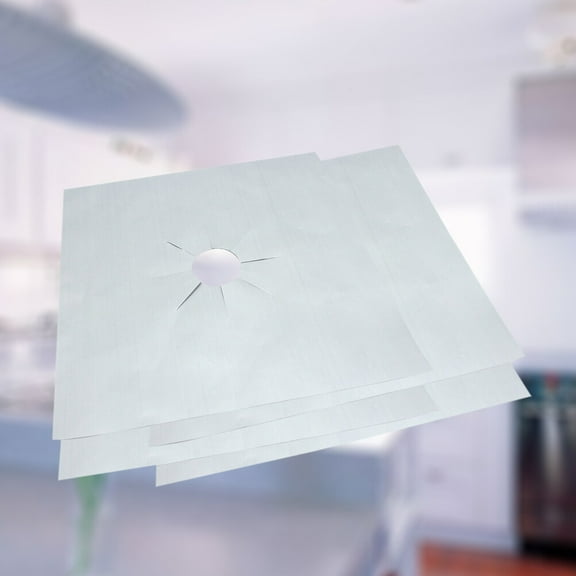 LEORX 8Set Heavy Duty Silver PTFE Resin Oven Liners Gas Hob Protector Sheets 27x27cm