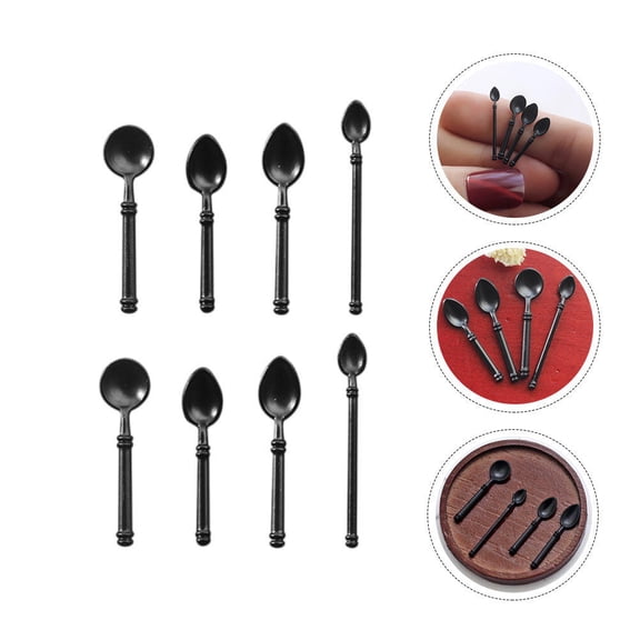 LEORX 8pcs Mini Spoons Mini Play Kitchen Accessories Alloy Creative Inspiration Tools