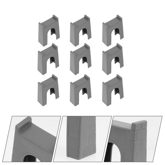 LEORX 9Pcs Train Bridge Support Grey Plastic Train Track Railway Supports for Living Room Indoor Playroom