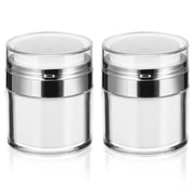 LEORX Airless Pump Jars with Vacuum Seal for Moisturizer Cream Storage White AS PP Material 2 Pcs 1.7 oz