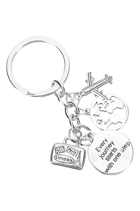 Airplane Key Holder Silver Alloy Travel Items Keychain for Men 1Pack