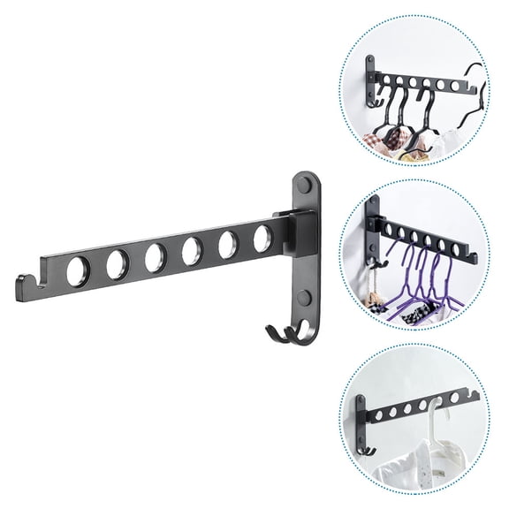 LEORX Wall Mounted Drying Rack, Black Aluminum Alloy, Space-Saving Swing Design, Home Organizer