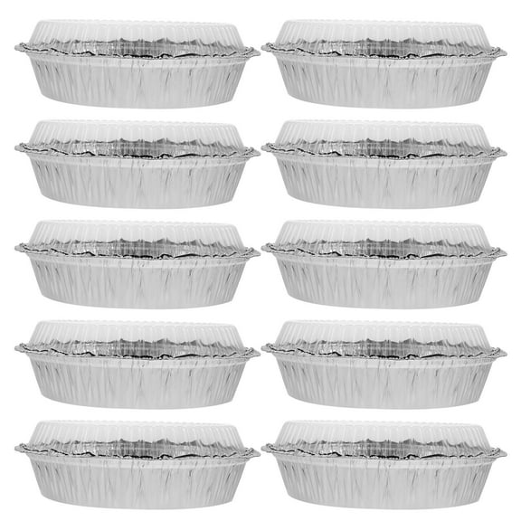 LEORX Aluminum Foil Pans with Lids for Storage Silver Round Trays 50 Sets Perfect for Baking