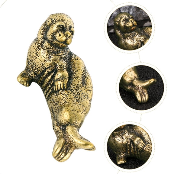 LEORX Animal Statue Home Decor Seal Statue Brass Ornament Indoor Desktop 1Pcs