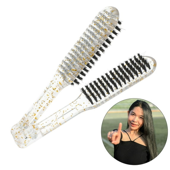 LEORX Anti Static Straightener Hair Brush For Women In Transparent Gold 1Pcs