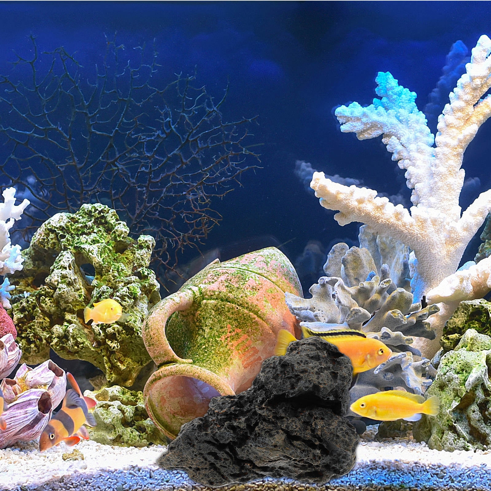 LEORX Artificial Fish Habitat Realistic Stone Shape Resin Aquarium ...