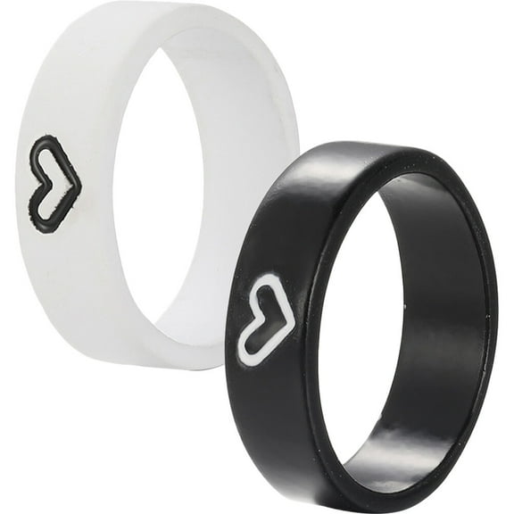 LEORX Assorted Color Alloy Matching Heart Promise Rings for Couples Comfortable Fit Wedding Bands