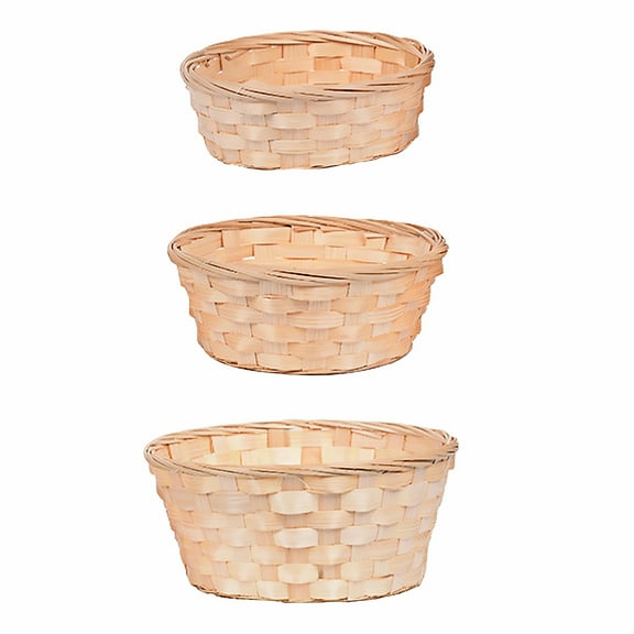 LEORX Assorted Color Bamboo Storage Basket Set for Home Decoration and Organizing, Plastic, 3pcs