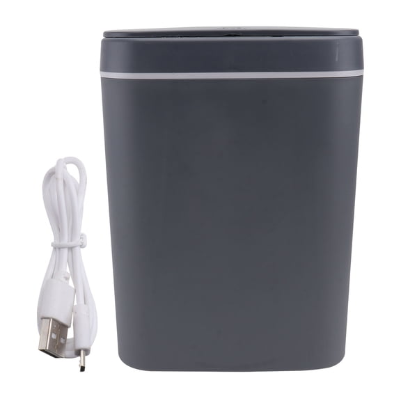 LEORX Smart Garbage Can Household Automatic Trash Grey Plastic USB Charging 1Pack
