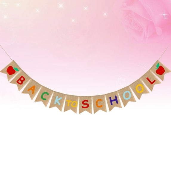 LEORX School First Day Multi Burlap Banner for Party Pull Flag and Classroom Decoration