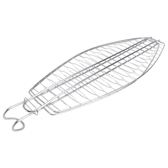 LEORX Silver Fish Grill Basket for Barbecue Durable Fish Barbecue Net with Easy Clean Design