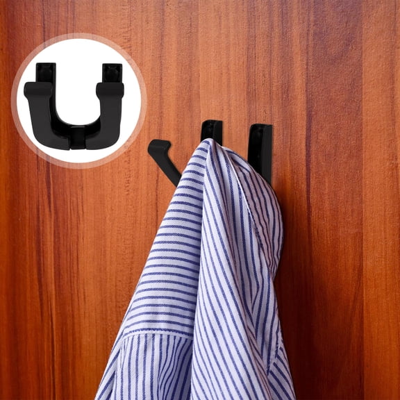 LEORX Black Aluminum Foldable Wall Hook Adhesive Hideaway Coat Towel Hanger for Home