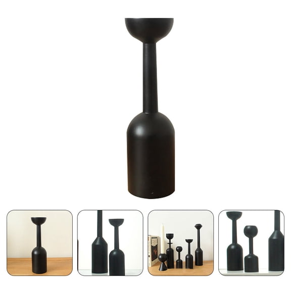 LEORX 1Pc Black Candle Stand Decorative Wood Holder For Yard Scene Decor