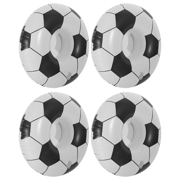 LEORX Black Inflatable Football Drink Holder for Pool Parties Beach Gatherings Made of Premium PVC 4pcs