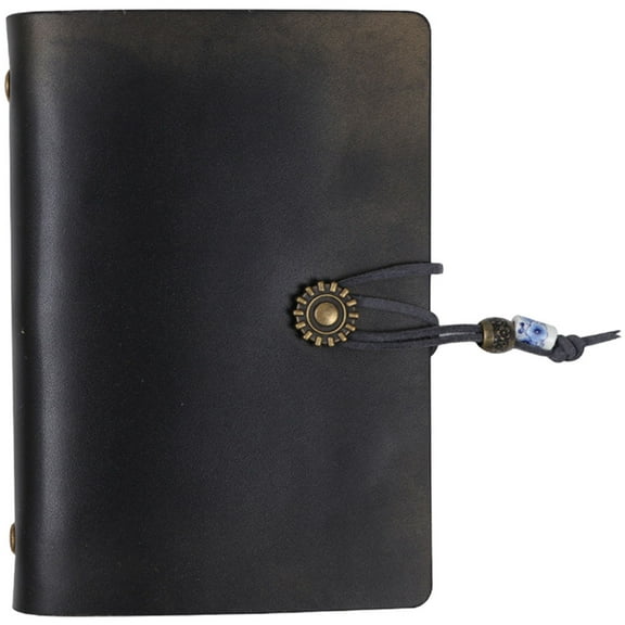 LEORX Black Journal Refillable Writing Notepad for Office with Loose Leaf Design 7.5x5.5 inches