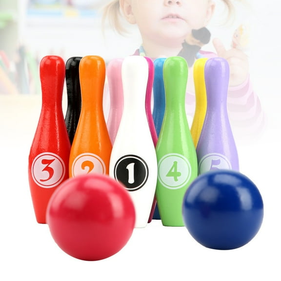 LEORX Wooden Bowling Set Assorted Color Material Perfect for Outdoor and Indoor Family Activities