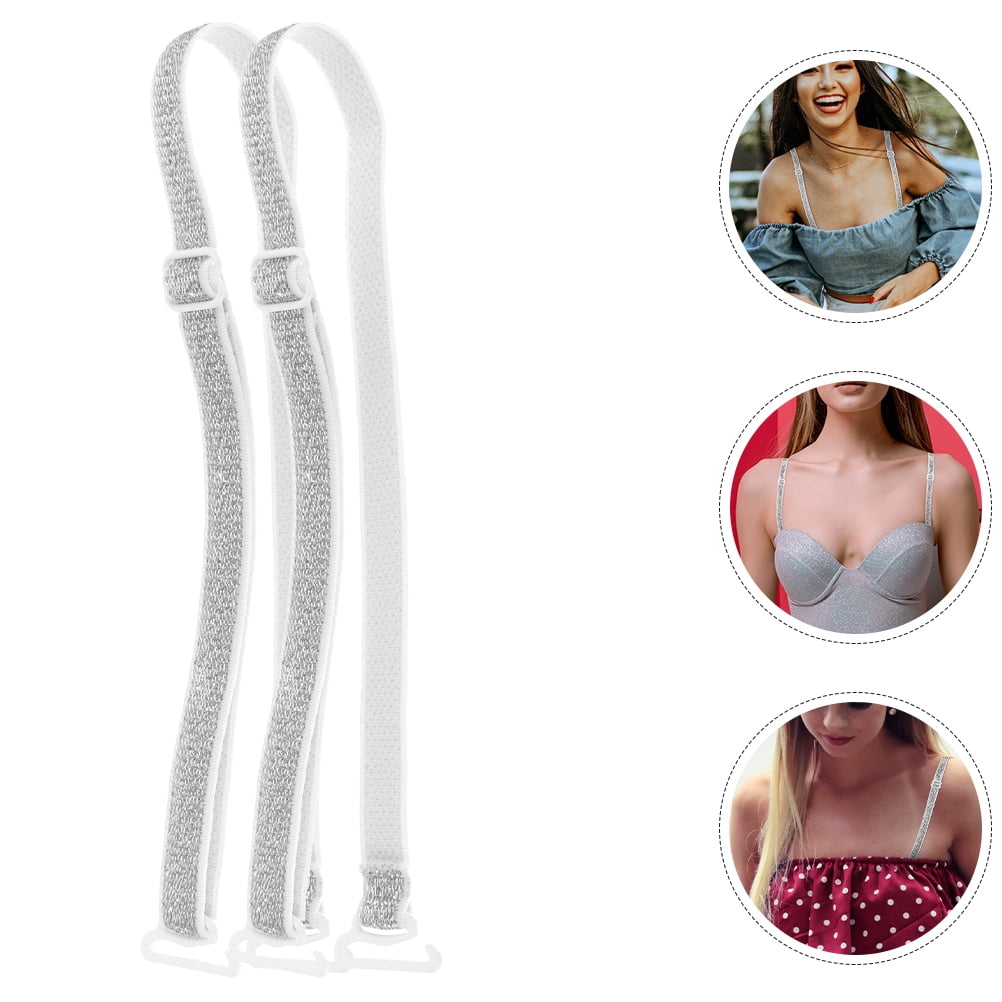 Adjustable Detachable Bra Straps - 12mm Wide, White/Black/Beige/Clear, Nylon/Spandex, One Size