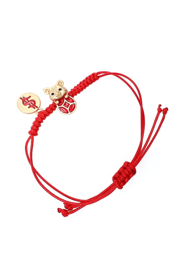 Bracelet with Charms Tiger Charm Bracelet Red Alloy 1Pack Handmade Weaving for Couples