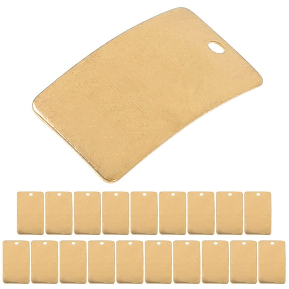 LEORX Brass Sheet Metal For Diy Crafts 1.80X1.00X0.04in Single Hole Label Tag Jewelry Material 25Pcs