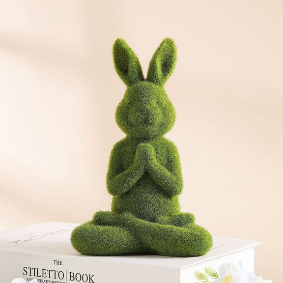 LEORX Bunny Garden Decor Simulation Rabbit Green Flocking 1Pack