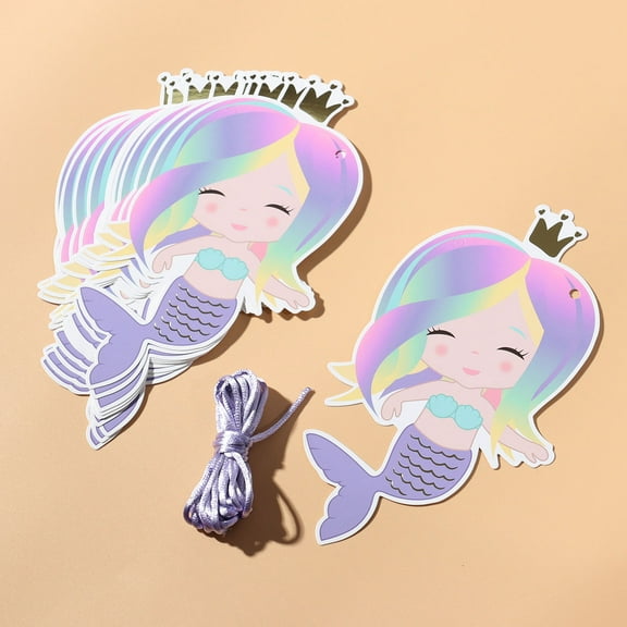 LEORX Bunting Decorations Mermaid Shape Paper Hanging Decoration for Baby Shower 12 Pcs per Set