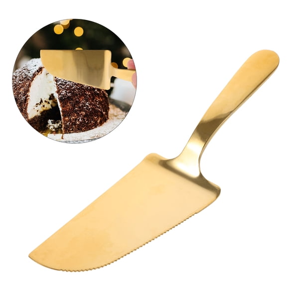 LEORX Golden Stainless Steel Cake Shovel with Toothed Edge for Effortless Baking
