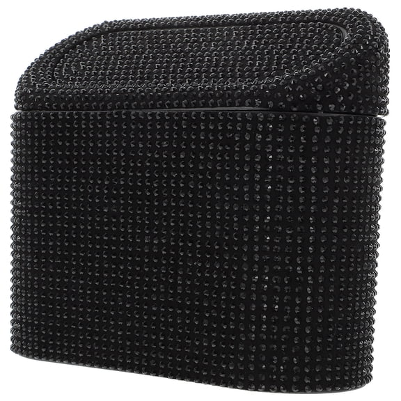 LEORX Black Vehicle Trash Can with Bling Decoration Compact Car Organization