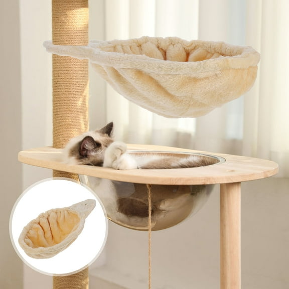 LEORX Cat Tree Replacement Parts 1Pack Beige Round Cat Nest for Sleeping and Relaxation