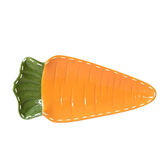 LEORX Ceramic Children Food Plate with Lovely Carrot Design for Home Use Orange Color