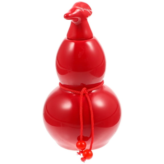 LEORX Ceramic Gourd Shaped Jar with Lid for Storage Use Red Smooth Surface 0.5L