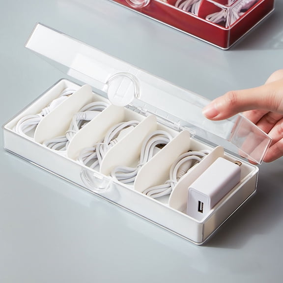 LEORX Multi Grid Cable Management Box for USB Cables Charger Holder and Cord Storage