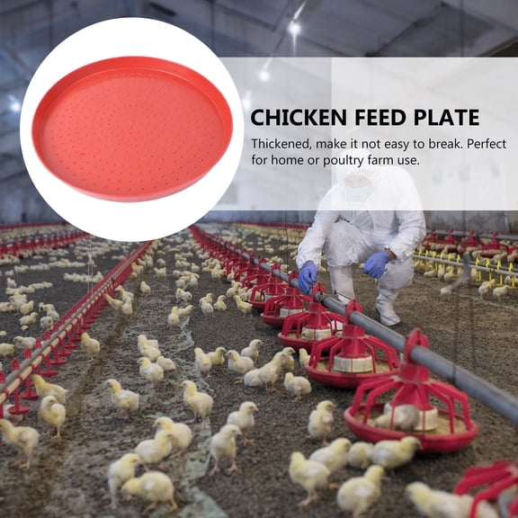 LEORX Chicken Feeder Plate 3Pcs Red Plastic 13.76x13.76in for Poultry