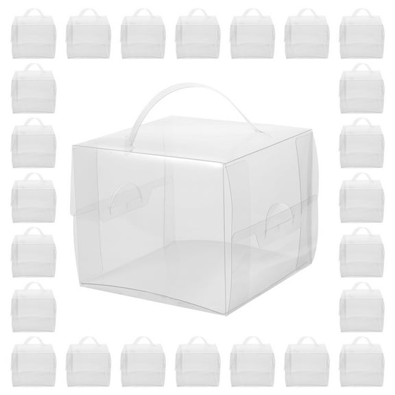 LEORX Clear Cake Boxes with Handles for Portable Bakery and Storage Transparent Plastic 10Pcs
