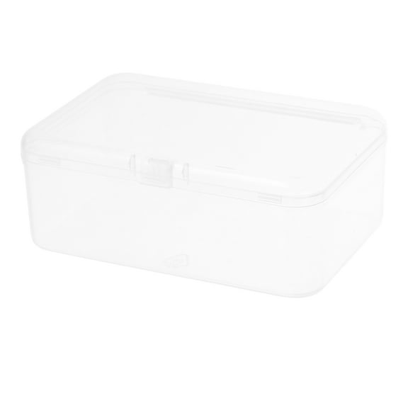 LEORX Clear Plastic Storage Box with Hinged Lid for Small Items Crafts Accessories Rectangular Shape Bead Organizer Box for Organizing