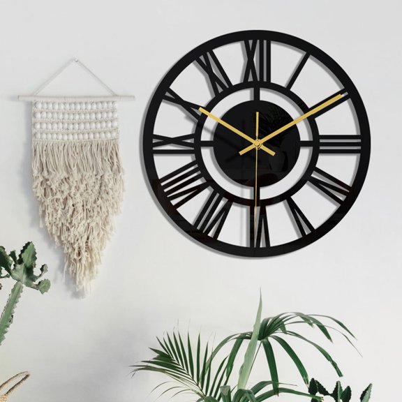 LEORX Non Ticking Wall Clock Acrylic Black 1Pack