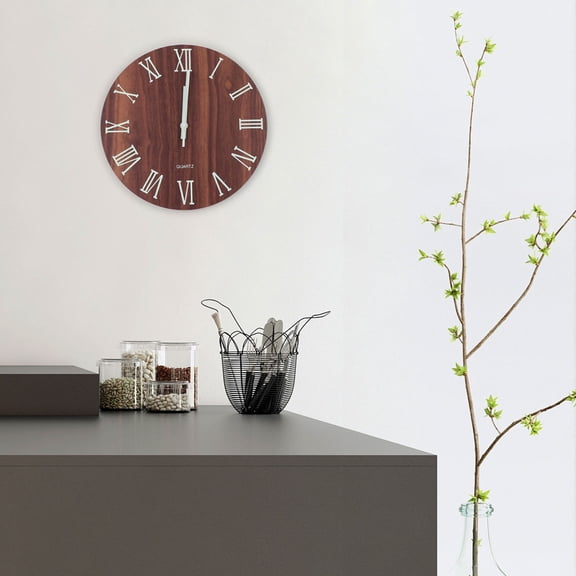 LEORX Clocks for Living Room in Coffee with Silent Operation 1Set