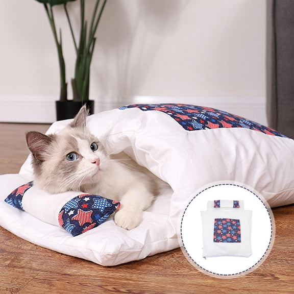 LEORX Closed Shape Cat House Bed Assorted Color Cloth Cat Sleeping Bag Indoor Use 1Pcs