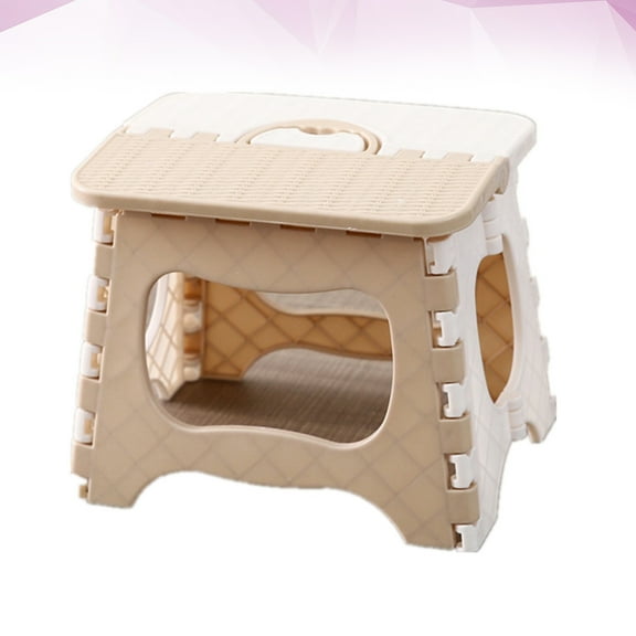 LEORX Home Folding Stool Beige PP Material Space Saving Foldable Seat