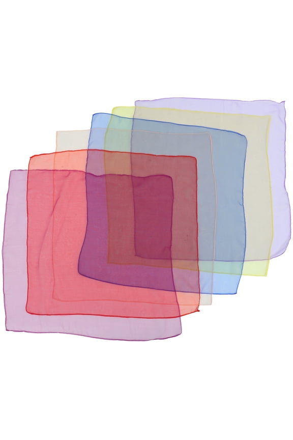 Colorful Dance Scarves for Performance Made of Chiffon Blend Yarn Assorted Color 6 Pieces