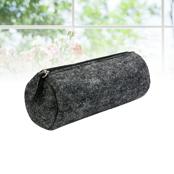 LEORX Compact Pencil Case for Makeup Items Polyester Dark Grey 1Pack