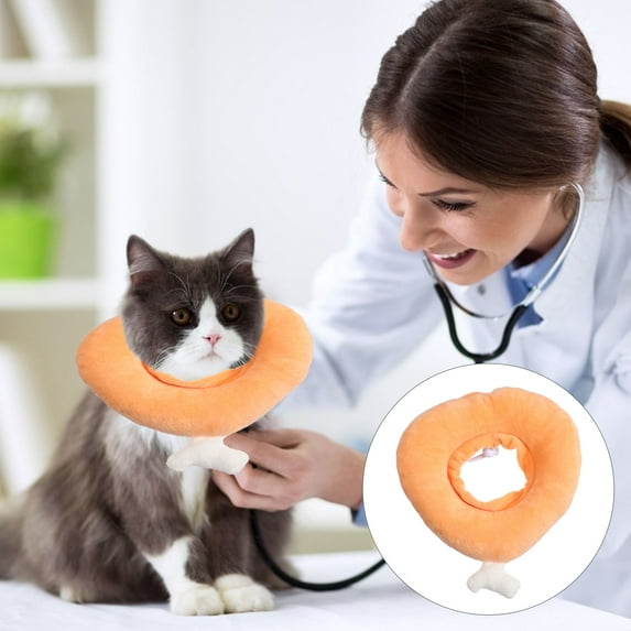 LEORX Cone Dog Collar Plush Orange Prevent Chewing For Pets 1Pcs